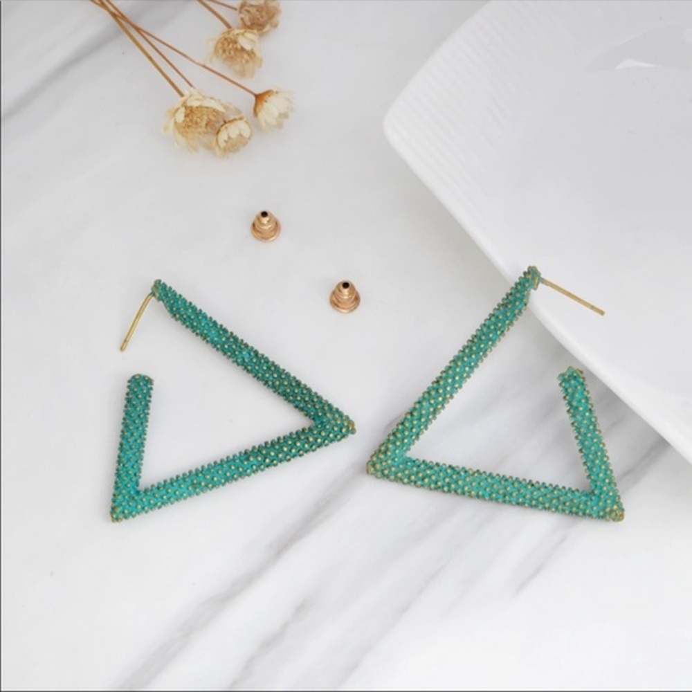 Triangle Stud Earrings Boho Bohemian - Picture 1 of 3